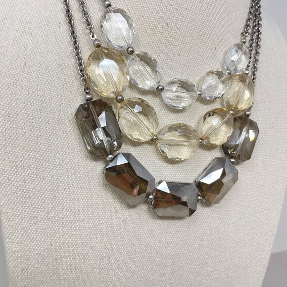 Premier Designs Swanky Necklace Faceted Glass Multistrand Statement Y2K - Picture 3 of 13